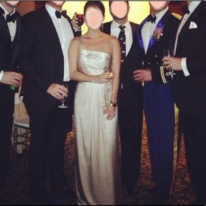 🔥 BCBG Gold silk floor length gown